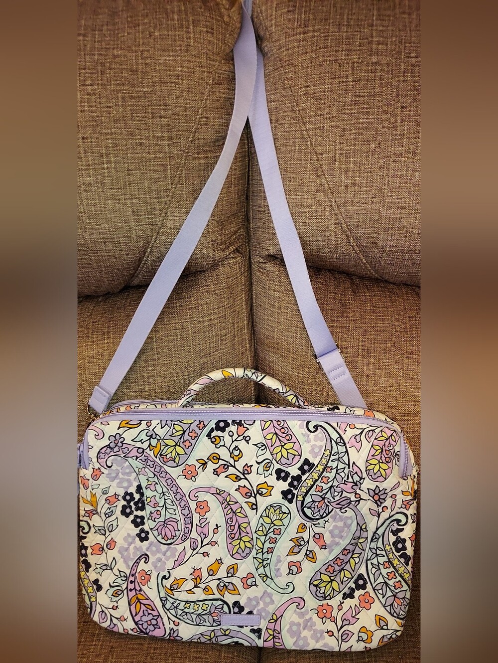 Vera Bradley Pastel Paisley Laptop Bag with Lilac Strap